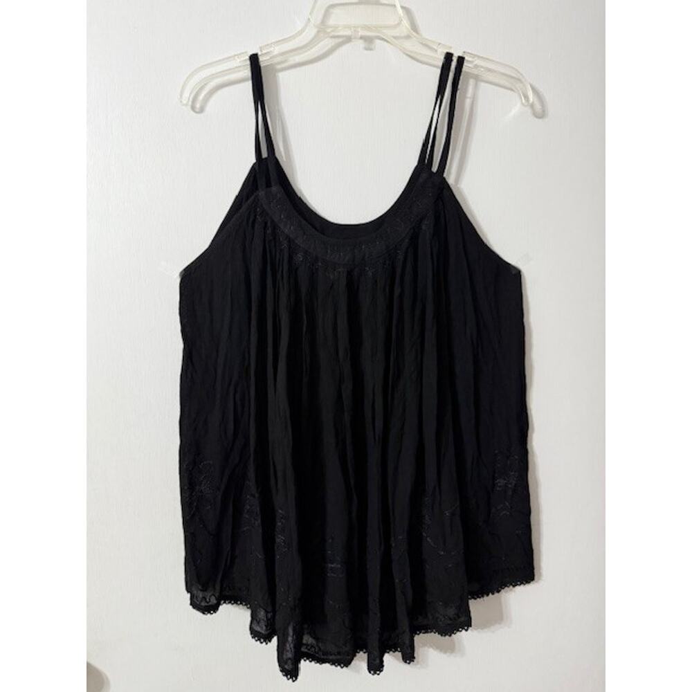 NWT Ocean Queen Women's Embroidered Double Spaghetti Strap Baby Doll Top- O/S